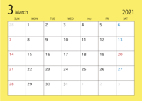 March 2021 calendar (color)