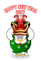 Chicken lion dance New Year's card