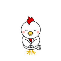 Chicken character bowing