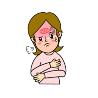 Woman with high fever due to influenza