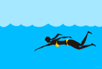 Graphic design of swimming female silhouette