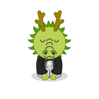 新年挨拶をする紋付袴の龍