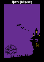 Witch castle silhouette frame (vertical)