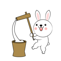 White rabbit with rice cake