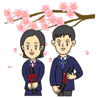 Sakura blooming high school graduation ceremony