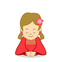 Girl bowing and greeting