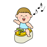 Toddler boy who seems to have fun in the toilet