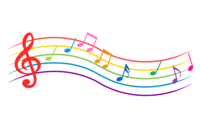Colorful wavy musical notes