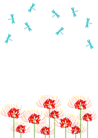 Dragonfly flying in the sky and cluster amaryllis