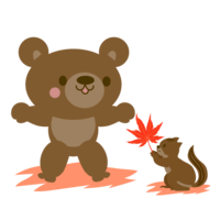 Autumn bear and squirrel