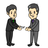 Business card exchange businessman