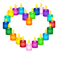 Colorful candle heart symbol