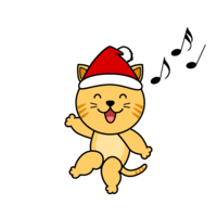 Santa hat tabby cat character