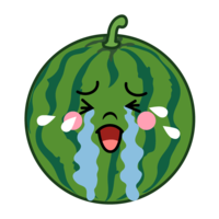 Watermelon character crying