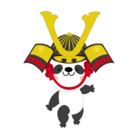 カブトをかぶったパンダ