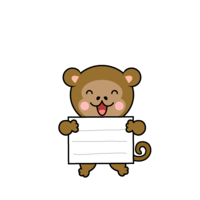 Monkey character with a guide board