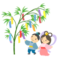 短冊を見る織姫彦星