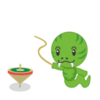 Snake character that turns a top