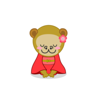 New Year greeting kimono monkey