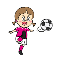 Soccer girl shooting with a smile