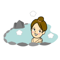 Woman bathing in a hot spring