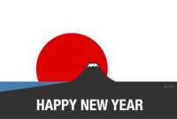New Year's card of Mt. Fuji and the sun