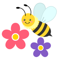 Cute bees and wild flowers