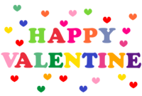 Colorful hearts and happy valentine characters