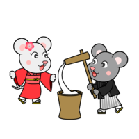 Mouse couple with rice cake