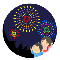 打ち上げ花火にはしゃぐ子供