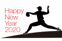 Baseball pitcher New Year's card