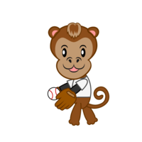 Monkey playing baseball