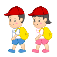 远足行走的幼儿园儿童