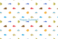 かわいい魚パターンの暑中見舞い