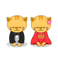 New Year greetings of tabby cat couple
