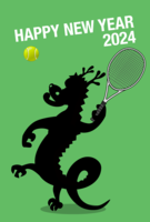 网球龙剪影的贺年卡
