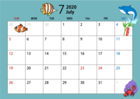 2020年7月的日历(海)