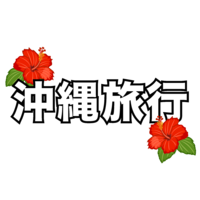 (沖縄旅行)文字とハイビスカス