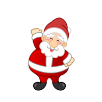Santa Claus character raising his hand