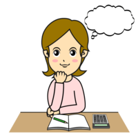 家計簿をしながら良いこと想像する主婦