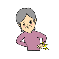 腰痛の年配女性