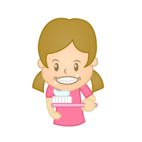 歯磨きをする女の子