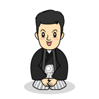 Adult man in a crested hakama