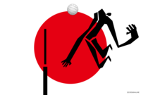 Japanese flag and volleyball man