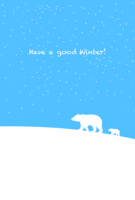Polar bear parent-child silhouette winter greeting postcard
