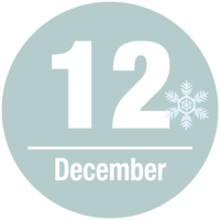 Circular snowflake and December characters