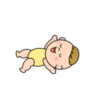 大の字で寝る赤ちゃんキャラ