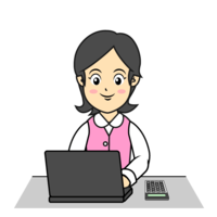 Accounting woman inputting to a personal computer