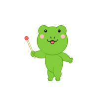 説明するカエルキャラ