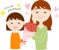Girl and mother (middle-aged 30s) carnation on Mother's Day Free